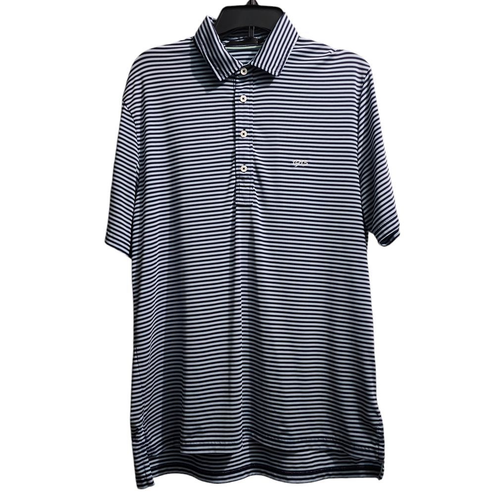 RLX Ralph‎ Lauren Men's Striped Performance Golf Polo Shirt Navy White